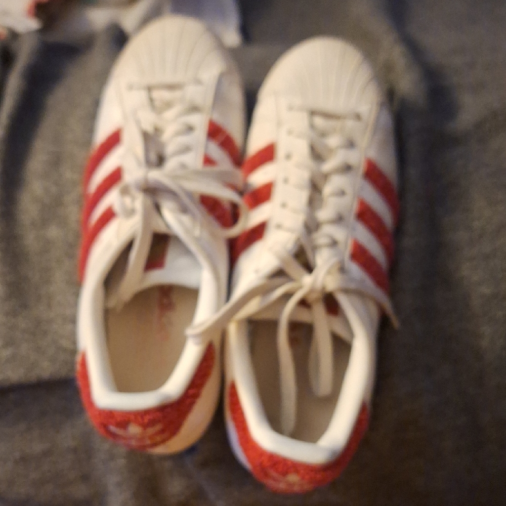 Adidas Womens' Red and White Sneakers